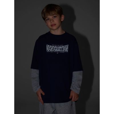 6. Lockeres Langarmshirt mit Aufdruck für Jungen 4F 4FJRSS26TLONM631-31S