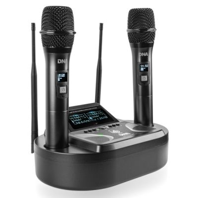 11. UMA VOCAL SET – Drahtloses Dual-Set bestehend aus 2 Handmikrofonen + Empfänger mit Mikrofon-Ladestation