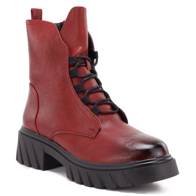 Damen-Stiefeletten mit Blockabsatz und Plateau in Rot Jezzi MR2502-9