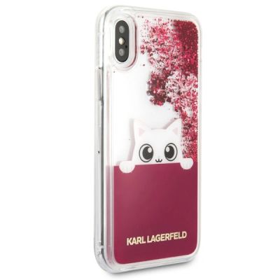 5. Karl Lagerfeld iPhone X Hülle mit flüssigem Glitzer – Pink