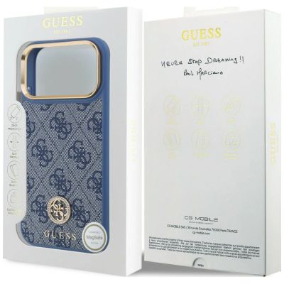8. Guess 4G Strass Logo MagSafe Schutzhülle für iPhone 18 Pro Max / 17 Pro Max – blau