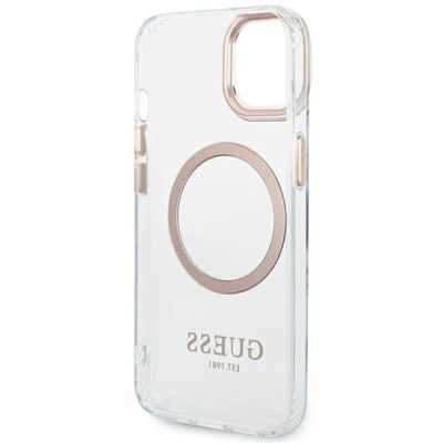 7. Guess GUHMP14MHTRMD iPhone 14 Plus 6,7 "Gold / Gold Hartschalenetui Metal Outline Magsafe