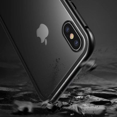 16. Wozinsky Full Magnetic Case 360 Magnetic Case Vorder- und Rückseite mit integriertem Glas Vivo X60 Schwarz-Transparent