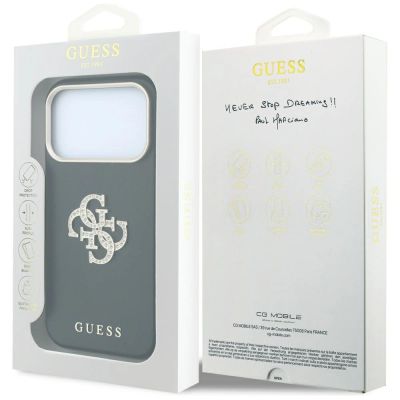 8. Guess Smooth & Big Strass Logo Hülle für iPhone 18 Pro Max / 17 Pro Max - Schwarz