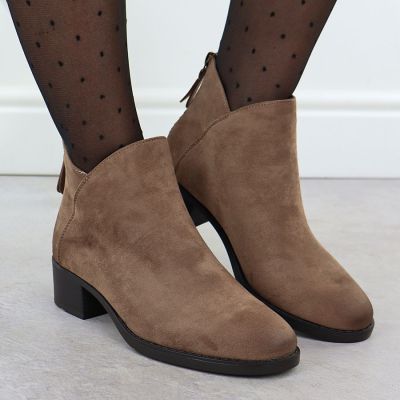7. Damen-Ankle-Boots mit Blockabsatz, gefüttert, beige, Potocki 12472