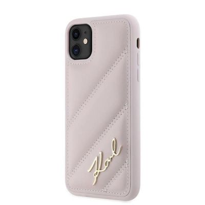 2. Karl Lagerfeld Diagonal Quilted Script Hülle für iPhone 11 / Xr – Rosa