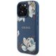 2. Guess Grained Printed Flower Pattern MagSafe Case für iPhone 16 Pro Blau