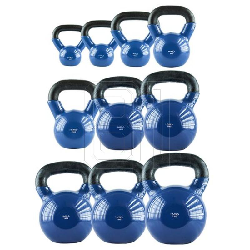 11. HMS KNV32 BLUE vinylbeschichtete Kettlebell aus Gusseisen 