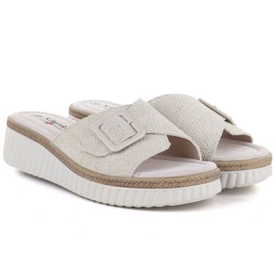4. Beige Leder-Keilsandalen für Damen, S.Barski 7002