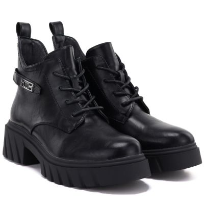 4. Damen-Botines mit Blockabsatz und Plateau, schwarz, Jezzi MR2502-3