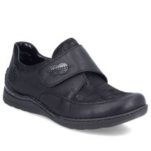 Rieker 48954-00 bequeme schwarze Damenschuhe mit Klettverschluss