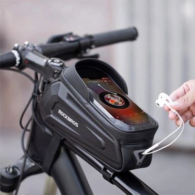 10. Rockbros B68-1 Rahmenmontierte Fahrradtasche mit Handytasche, 1,7 l, schwarz