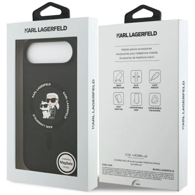8. Karl Lagerfeld Silikon Karl&Choupette Ring MagSafe Hülle für iPhone 17 Air - Schwarz