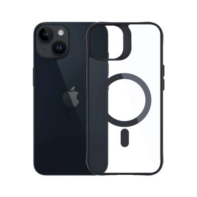 4. 3mk Satin Armor MagCase Hülle mit MagSafe für iPhone 13/14 – transparent mit schwarzem Rahmen