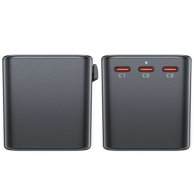 11. Acefast Z1 GaN 75W PD Reiseladeadapter 3x USB-C 2x USB-A - Schwarz