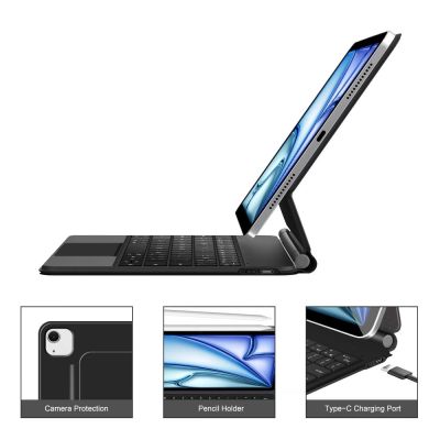 8. Tech-Protect Smartcase Magnetic mit Tastatur für iPad Air 10,9" 2020/2022 / iPad Air 11" 2024/2025 - Schwarz