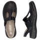3. Damen-Ledersandalen mit durchbrochenem Muster, bequem, weit, schwarz, Rieker 46397-00