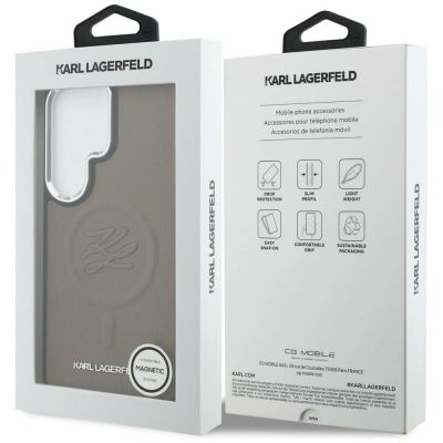 8. Karl Lagerfeld MagSafe Hülle mit geprägten Initialen für Samsung Galaxy S26 Ultra – Braun