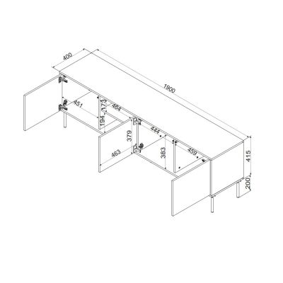 7. INSERTO 3D1W TV-Schrank 190x40x61,5 cm, Kaschmir + LED