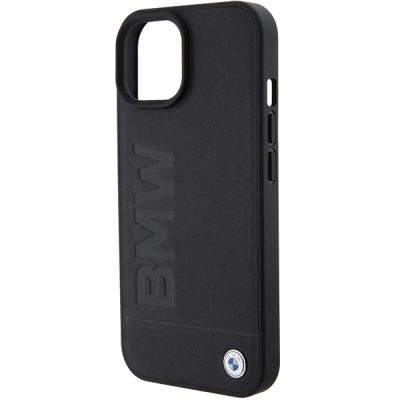 6. BMW Leder Hot Stamp Hülle für iPhone 15 – Schwarz