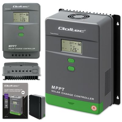 8. Qoltec MPPT-Solarladeregler mit Temperatursensor 80 A | 12 V / 24 V / 36 V / 48 V | LCD | Bluetooth | App | GEL | LiFePO4