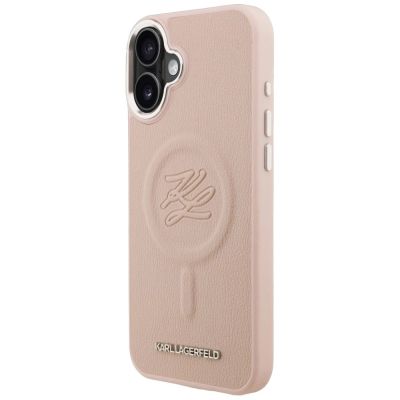 2. Karl Lagerfeld MagSafe Hülle mit Initialen und Metalllogo für iPhone 16 Plus – Pink