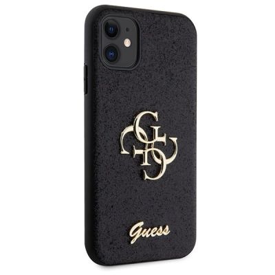 4. Guess GUHCN61HG4SGK Hülle für iPhone 11 / Xr – Schwarz Glitter Script Big 4G