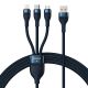 Baseus Flash Series II 3-in-1 Schnellladekabel USB-A auf USB-C / Micro-USB / Lightning 66 W 480 Mbit/s 1,2 m Blau