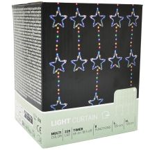 Weihnachtsbaumbeleuchtung, Lichtervorhang 120x120 cm, 235 LEDs, mehrfarbige Sterne