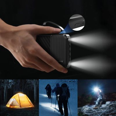 4. Wozinsky W11-B 10000mAh 10W Powerbank mit integrierten Kabeln und Taschenlampe – Schwarz