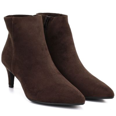 4. Gefütterte Damen-Ankle-Boots mit niedrigem Absatz, Wildleder, braun, Sergio Leone BT-65