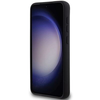 5. Karl Lagerfeld Silikon Karl&Choupette Metal Pin Hülle für Samsung Galaxy S24+ – Schwarz