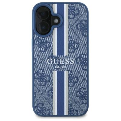 3. Guess 4G Printed Stripes MagSafe-Hülle für iPhone 16 – blau