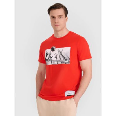 Herren-T-Shirt mit Volleyball-Print, Größe 4F 4FRAW25TTSHM3319-62S