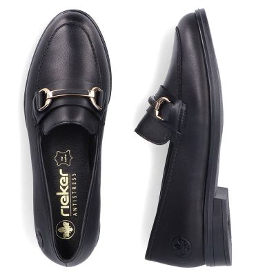 5. Schwarze Damen-Ledermokassins von Rieker, Modell 46262-01