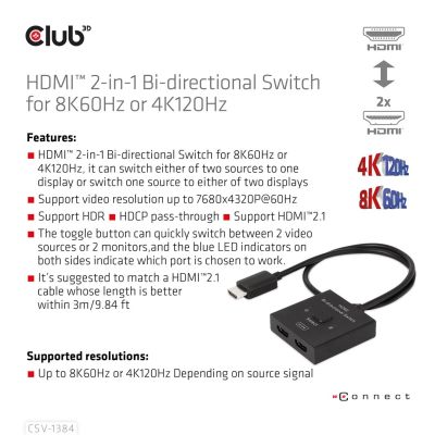 14. CLUB3D CSV-1384 KVM-Switch Schwarz