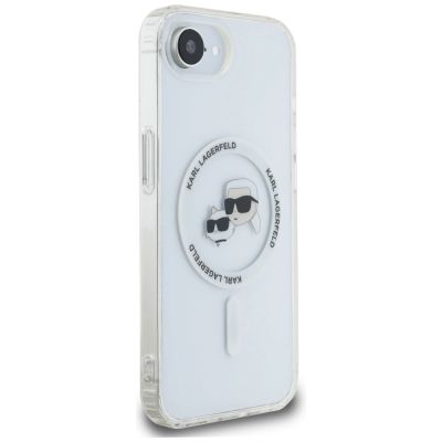 4. Karl Lagerfeld IML Metal Karl & Choupette Heads MagSafe iPhone 16e Hülle - Weiß