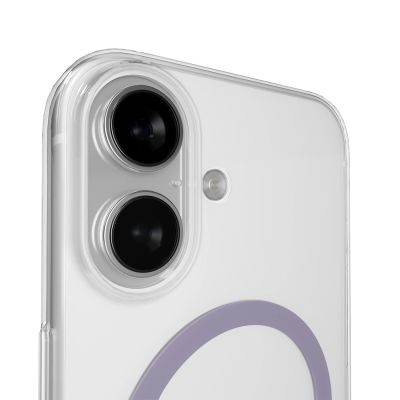 6. Puro Lite Mag TPU+PC-Hülle kompatibel mit MagSafe für iPhone 17 – Transparent mit rosa Ring