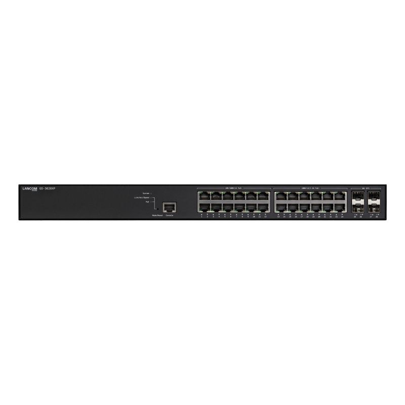 LANCOM GS-3628XP Managed L2/L3 2,5-Gbit/s-Ethernet-Router (100/1000/2500 Mbit/s) mit PoE-Unterstützung, 1 HE, Schwarz