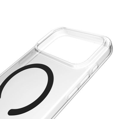 6. Puro Lite Mag TPU+PC Hülle kompatibel mit MagSafe für iPhone 17 Pro - Transparent mit schwarzem Ring