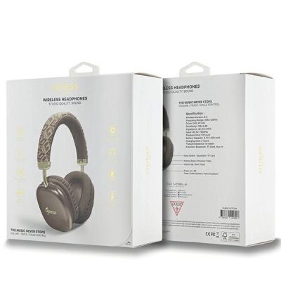 4. Guess GCube Metallic Script Logo Bluetooth On-Ear-Kopfhörer – Braun
