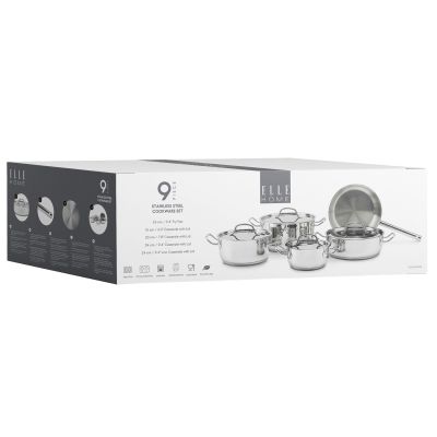 2. ELLE Home ECCS200409A Edelstahl-Kochgeschirrset, 9-teilig