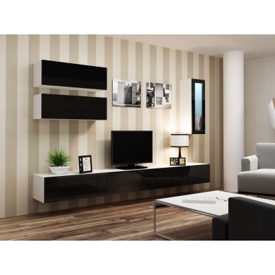 8. TV-Schrank VIGO '140' 30/140/40 weiß/schwarz glänzend