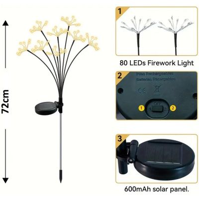 7. Solarlampe Löwenzahnbaum Feuerwerk 72 cm 60 LED