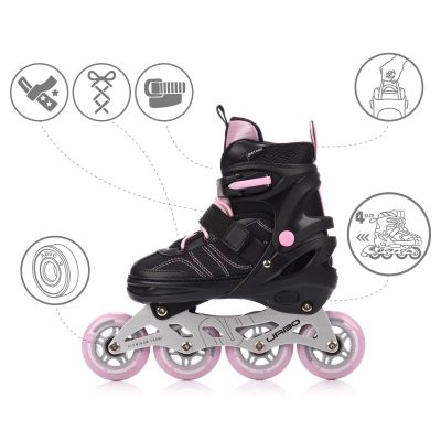 4. Meteor Rollschuhe L 38-41 Urbo Schwarz/Pink