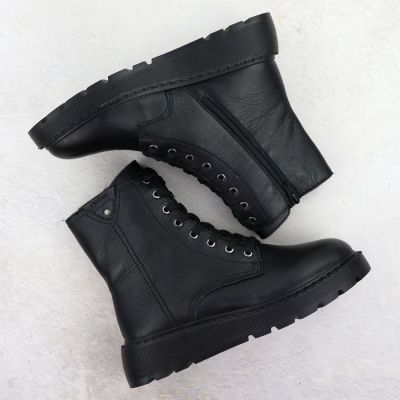 4. Damen-Lederstiefeletten mit schwarzer Plateausohle Rieker 70408-00