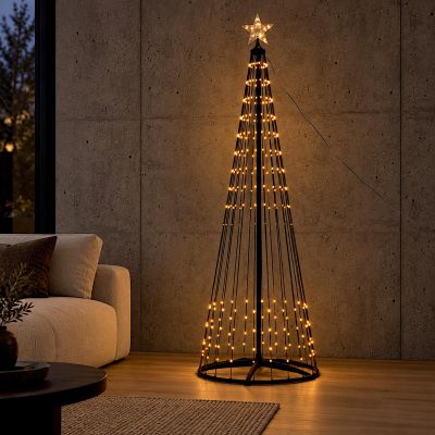 7. Dekorativer Weihnachtsbaum, 370 LEDs, superwarmweiß, 210 cm, schwarz