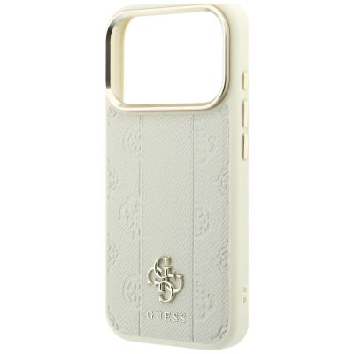 6. Guess Stripe Peony 4G Logo MagSafe Hülle für iPhone 18 Pro / 17 Pro - Beige