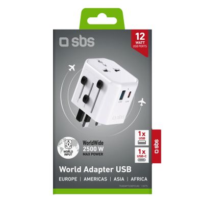 2. SBS TEADAPTUSBTCUNI USB-C/USB-A Universal-Reiseadapter – Weiß
