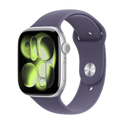 3. Apple Watch Series 11 (2025) GPS 46 mm Silbernes Aluminiumgehäuse mit Sportarmband M/L – Lila Nebel